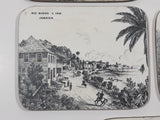 Vintage Jamaica Local Landmarks Scenes Black and White Pictures 3 3/4" x 4 3/4" Wood Coasters with Felt Backing Set of 5