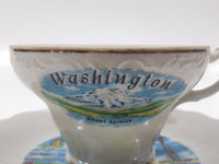 Vintage Washington State Landmarks Mount Rainier Porcelain Tea Cup and Saucer Plate