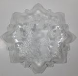 Mikasa Christmas Story Frosted Glass Child Throwing Snow Balls with Trees Embossed Glass Frilled Edge 10" Candy Dish