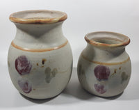 Brownstone Bowen Island 8" Tall and 5 1/2" Tall Stoneware Pottery Vases Set of 2