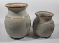 Brownstone Bowen Island 8" Tall and 5 1/2" Tall Stoneware Pottery Vases Set of 2