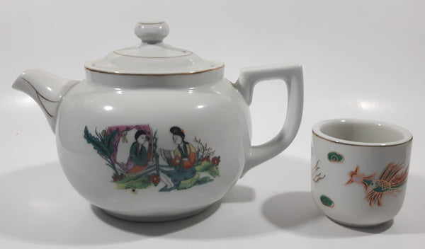 Antique Japanese Porcelain Tea Pot with Cup
