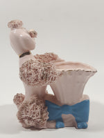 Vintage 1950s Shafford 6A432 Hand Decorated Pink Spaghetti Poodle 5" Tall Small Cosmetic/Lipstick Holder Made in Japan