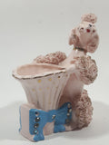 Vintage 1950s Shafford 6A432 Hand Decorated Pink Spaghetti Poodle 5" Tall Small Cosmetic/Lipstick Holder Made in Japan