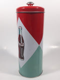 2012 Coca Cola Coke Ice Cold Embossed Tin Metal 9" Tall Straw Dispenser Holder