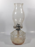 Vintage Lamplight Farms Amish Horse and Buggy Farm Scenes 14" Tall Clear Embossed Glass Oil Lamp
