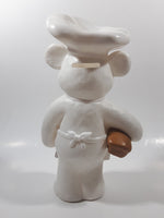 Bimbo Bear Mexican Bakery Mascot Holding Loaf of Bread 10 1/2" Tall White Plastic Coin Bank