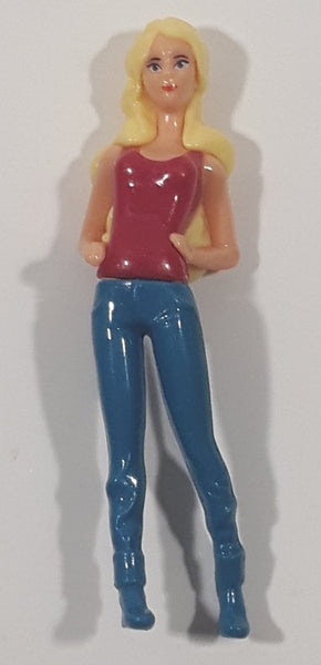 2012 Kinder Surprise Barbie Doll Pink Shirt Blue Jeans 3" Tall Plastic Toy Figure