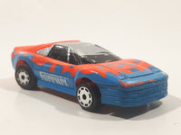 Vintage 1986 Matchbox Burnin Key Cars Ferrari Orange and Blue Die Cast Toy Car Vehicle