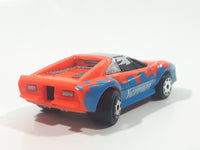 Vintage 1986 Matchbox Burnin Key Cars Ferrari Orange and Blue Die Cast Toy Car Vehicle