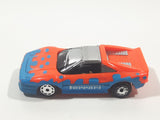 Vintage 1986 Matchbox Burnin Key Cars Ferrari Orange and Blue Die Cast Toy Car Vehicle