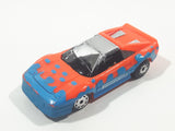 Vintage 1986 Matchbox Burnin Key Cars Ferrari Orange and Blue Die Cast Toy Car Vehicle