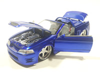 Jada Toys 2002 Ford Mustang Convertible Blue 1/24 Scale Die Cast Toy Car Vehicle Vehicle with Opening Doors Hood and Trunk