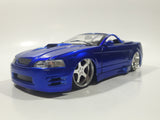 Jada Toys 2002 Ford Mustang Convertible Blue 1/24 Scale Die Cast Toy Car Vehicle Vehicle with Opening Doors Hood and Trunk