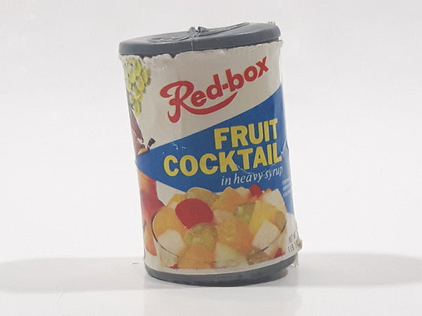 Vintage Red-Box Fruit Cocktail In Heavy Syrup Miniature 1 1/2" Tall Plastic Toy Food Can