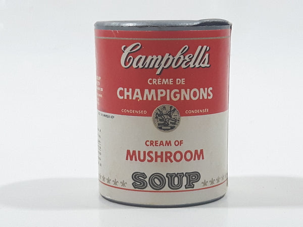 Vintage Campbell's Cream of Mushroom Soup Miniature 1 1/2" Tall Plastic Toy Food Can