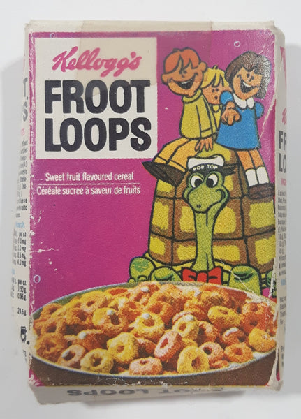 Vintage 1973 Kellogg's Froot Loops Sweet Fruit Flavoured Cereal "Pop Top" Turtle Miniature Box Play Food Toy