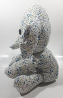 Blue Floral Pattern Elephant 11" Tall Stuffed Animal Toy
