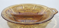 Vintage Indiana Orange Amber Iridescent Rainbow Gold 7 1/2" Diameter Carnival Glass Split Candy Dish