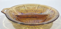 Vintage Indiana Orange Amber Iridescent Rainbow Gold 7 1/2" Diameter Carnival Glass Split Candy Dish