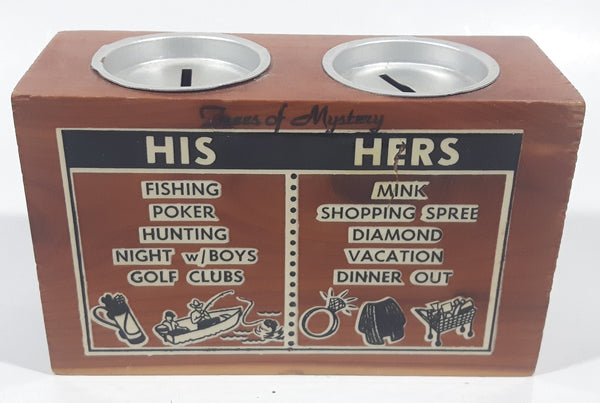 Vintage Trees of Mystery His Hers Wood Double Coin Bank