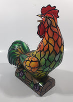 Rooster Chicken Shaped 8 1/2" Tall Plastic Stained Glass Style Decorative Table Lamp