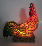 Rooster Chicken Shaped 8 1/2" Tall Plastic Stained Glass Style Decorative Table Lamp