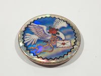 Dove Bird Flying with Love Letter 1 5/8" Metal Fridge Magnet