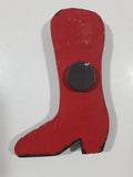 Princeton B.C. Red and Black Cowboy Boot Shaped 2 1/2" x 4" Wood Fridge Magnet