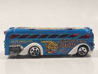 2003 Hot Wheels Work Crewsers Surfin' School Bus Blue Die Cast Toy Car Vehicle