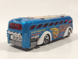 2003 Hot Wheels Work Crewsers Surfin' School Bus Blue Die Cast Toy Car Vehicle