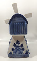 Delft Blue Holland 8 3/4" Tall Hand Painted Porcelain Wind Up Musical Windmill