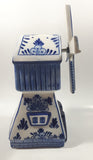 Delft Blue Holland 8 3/4" Tall Hand Painted Porcelain Wind Up Musical Windmill
