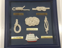 Ship Nautical Knots Blue Wood Cased Shadow Box 9" x 9"