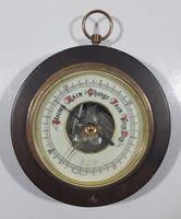 Vintage 5" Diameter Wooden Cased Weather Barometer Made in Western Germany