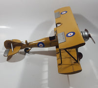 Vintage Style Avro Tutor Type 621 Yellow Plane Large 13" Long Tin Metal Military Airplane