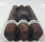 Vintage Cohiba La Habana Cuba Triple Burning Cigar Shaped Three Rest Pottery Ash Tray
