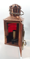 Vintage Bakboord Dutch Nautical Copper and Heavy Curved Red Glass Ship's Lantern No Cord