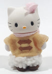 Rare 2003 Bandai Sanrio Hello Kitty At Home With Hello Kitty Felt Bow and Winter Coat 2 1/4" Tall Toy Figure