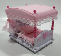 Rare 2002 Sanrio Hello Kitty Little Berry Collection Pink and White Four Post Canopy Bed Set Toy Dollhouse Furniture