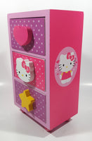 2013 Sanrio Hello Kitty Colorful Three Drawer 8 1/2" Tall Wood Trinket Jewelry Box
