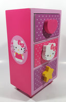 2013 Sanrio Hello Kitty Colorful Three Drawer 8 1/2" Tall Wood Trinket Jewelry Box