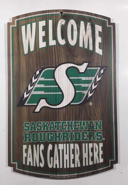 2009 Wincraft CFL Welcome Saskatchewan Roughriders Fans Gather Here 11" x 17" Hardboard Wood Wall Plaque Sign