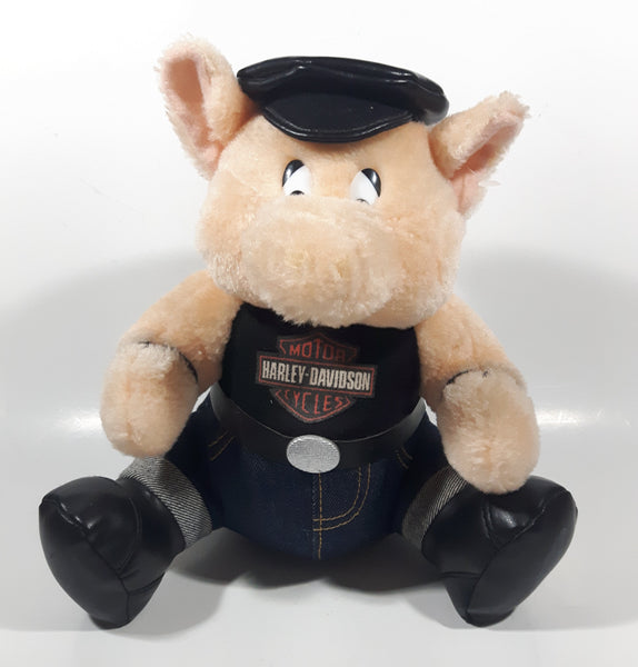 1992 Play By Play Harley Davidson Motor Cycles 10" Tall Pig in Leather Biker Clothing Stuffed Animal Plush Plushy
