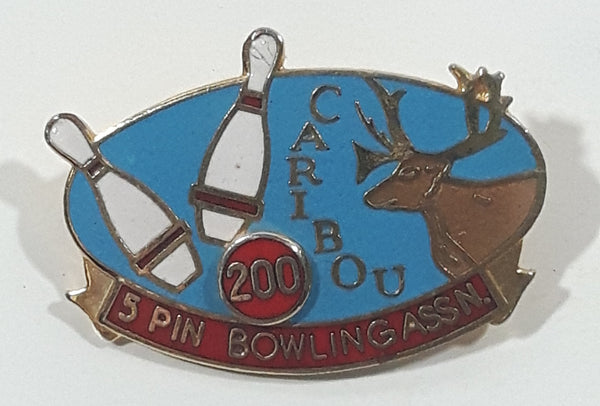 Caribou 5 Pin Bowling Association 200 Game Bowling Award Enamel Metal Lapel Pin