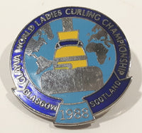 1988 Glayva World Ladies Curling Championships Glasgow Scotland Enamel Metal Lapel Pin