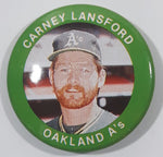 1984 MLBPA Major League Baseball Fun Foods Carney Lansford Oakland A's No 55 of 133 3rd Base Avg .300 Green Metal Button Pin