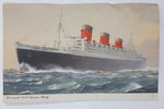 Vintage Cunard RMS Queen Mary Ocean Liner Ship C.E. Turner Art Print Post Card Not Used