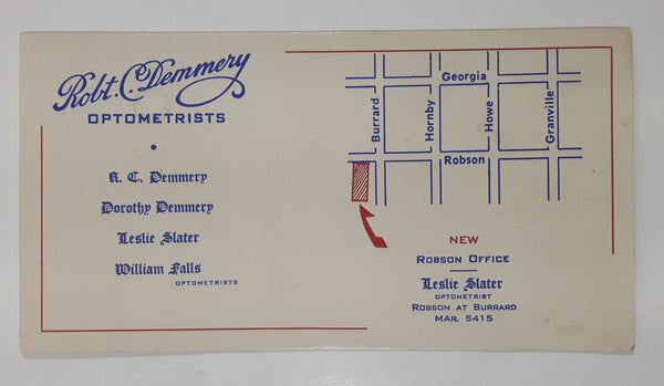 Vintage Robt. C. Demmery Optometrists Ink Blotter Paper Advertising Card