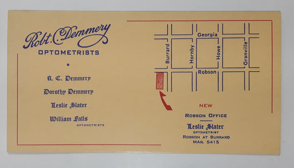 Vintage Robt. C. Demmery Optometrists Ink Blotter Paper Advertising Card